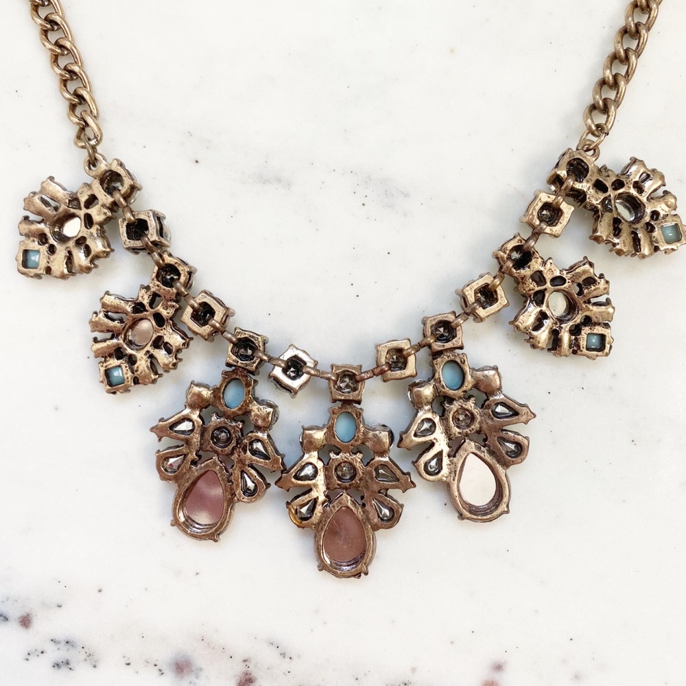 "Elise" Necklace || Pink & Clear Crystal Statement - Picture 6 of 10